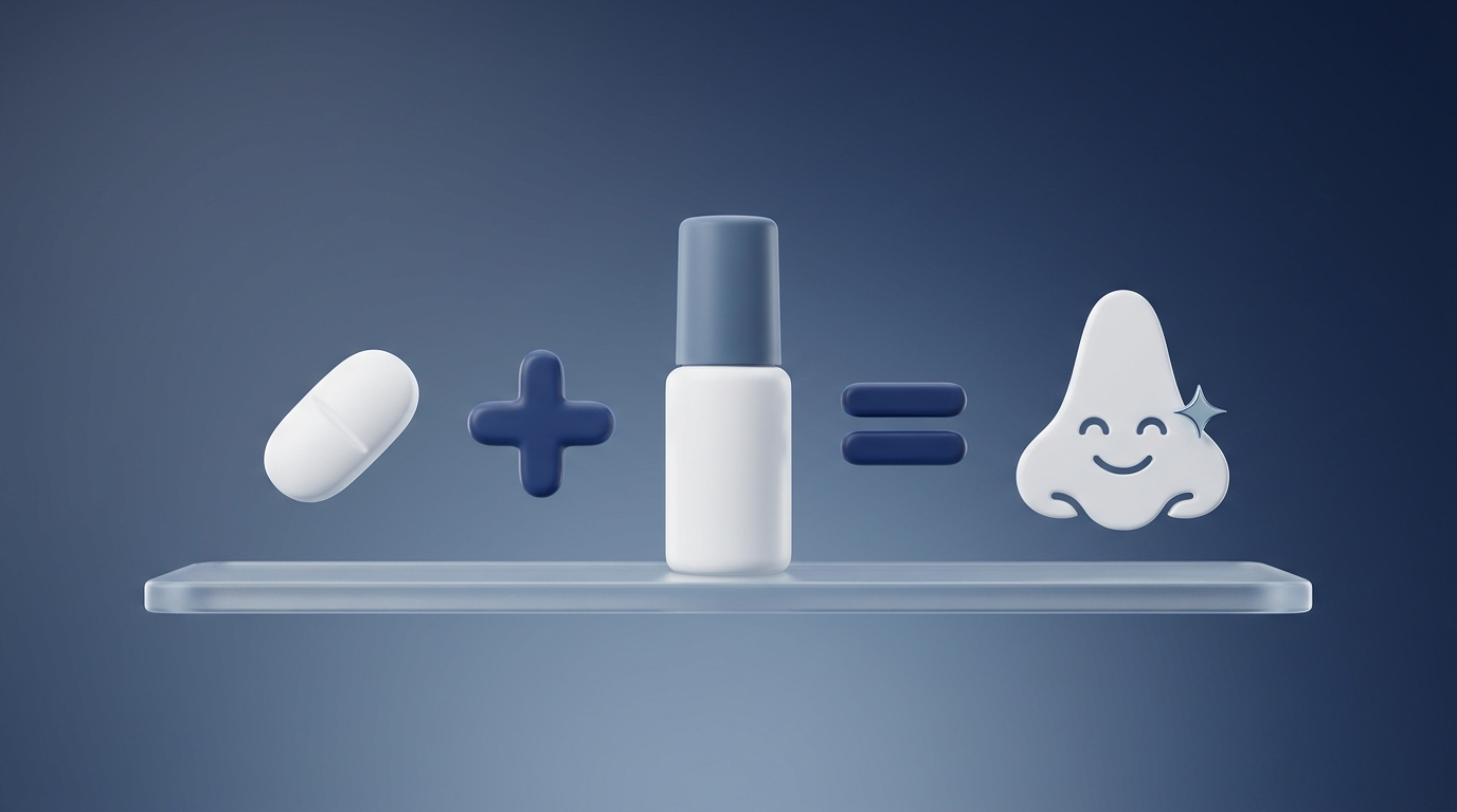 Combination approach: pill plus nasal spray equals a happier nose.