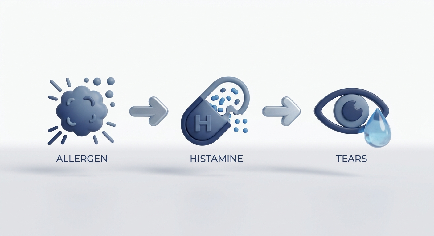 Allergen to histamine to tears chain reaction visual