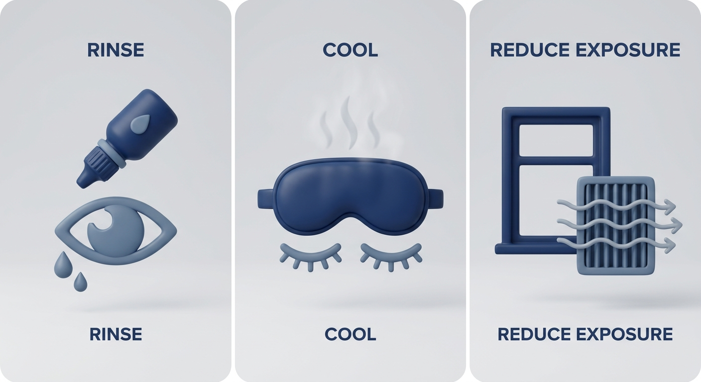 Rinse, cool compress, and reduce exposure triptych