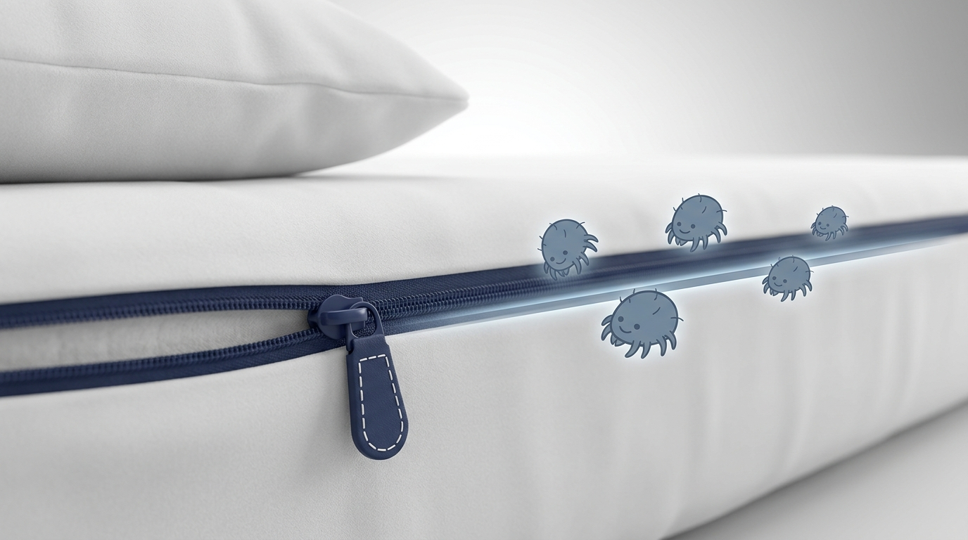 Dust‑mite‑proof encasements on mattress and pillow