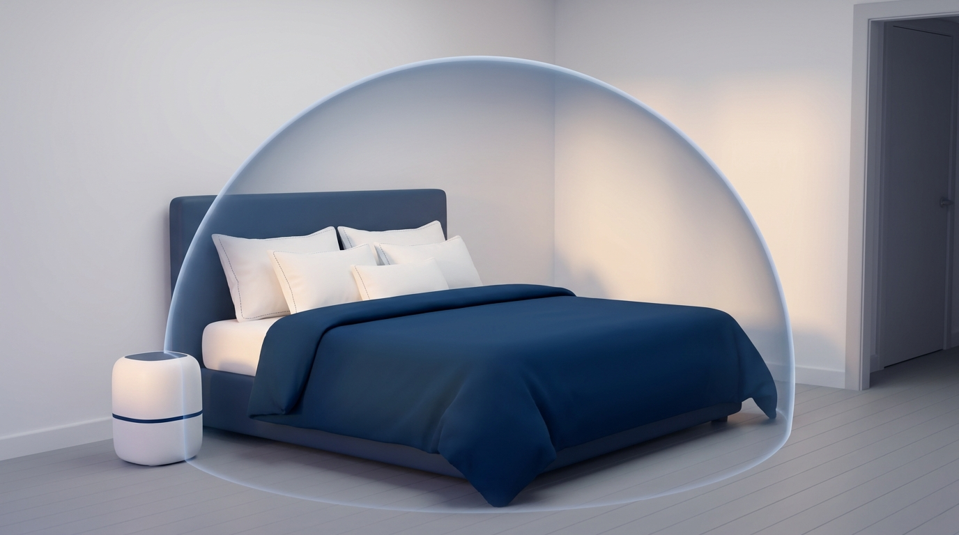 Bedroom with HEPA purifier and protective zone