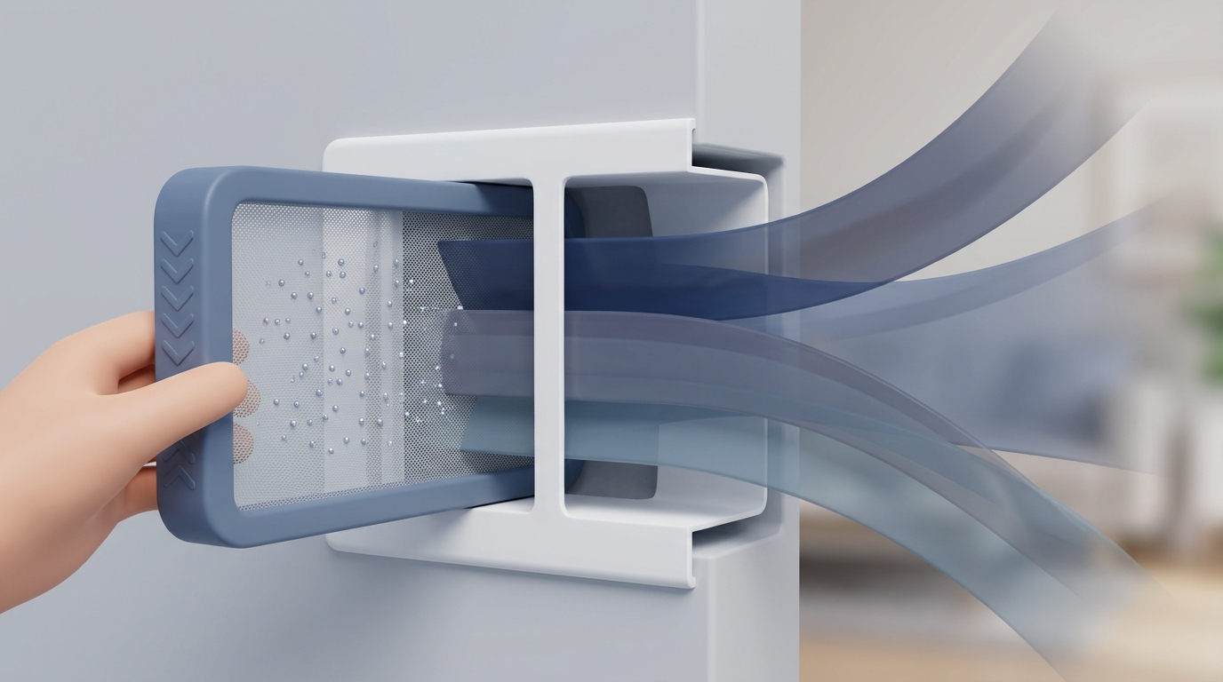 AC return vent with clean filter and airflow