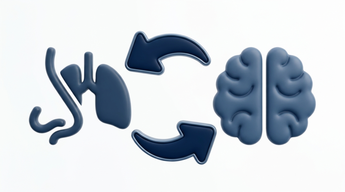 Bidirectional allergies-anxiety mechanism illustration