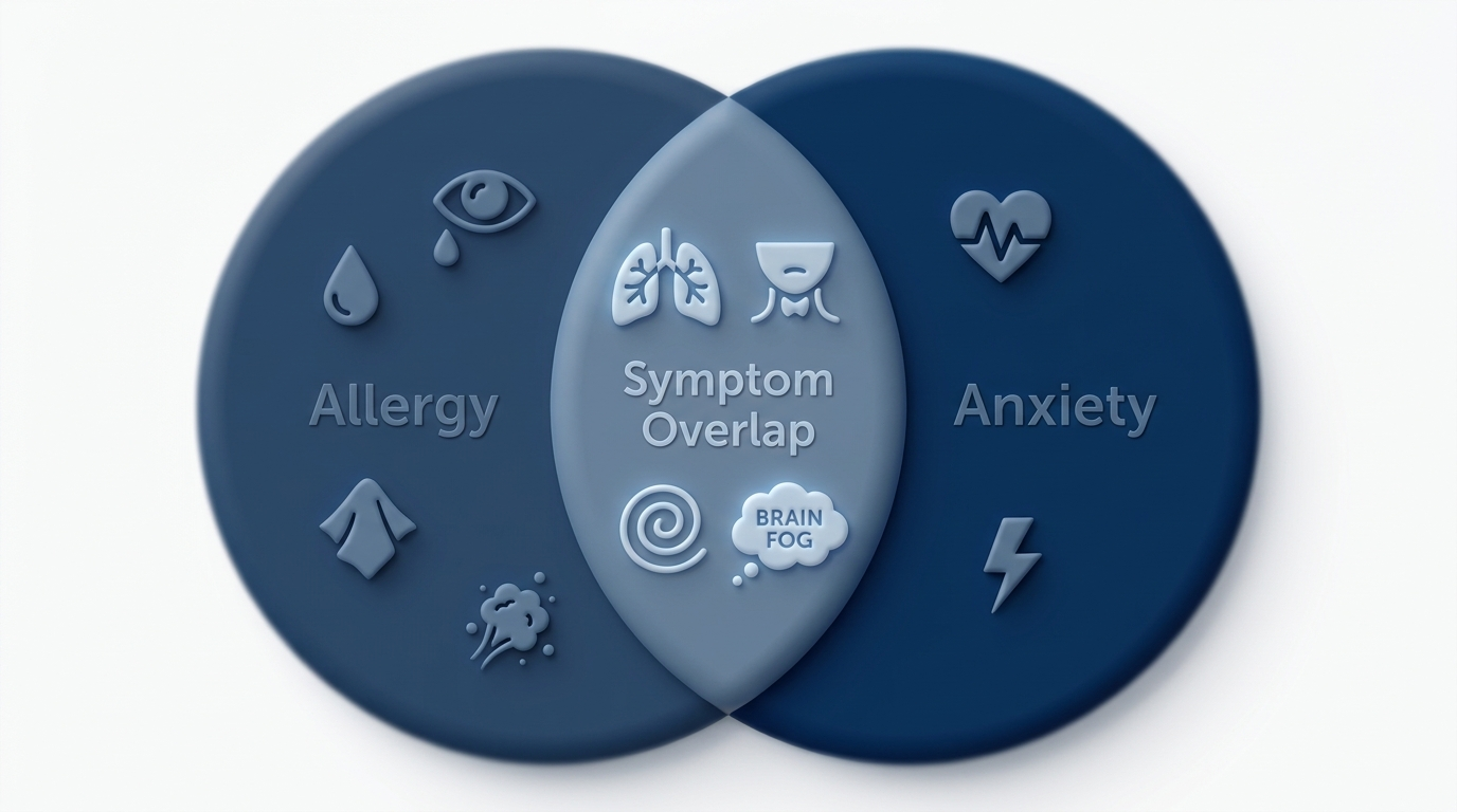 Allergy vs anxiety symptom overlap Venn