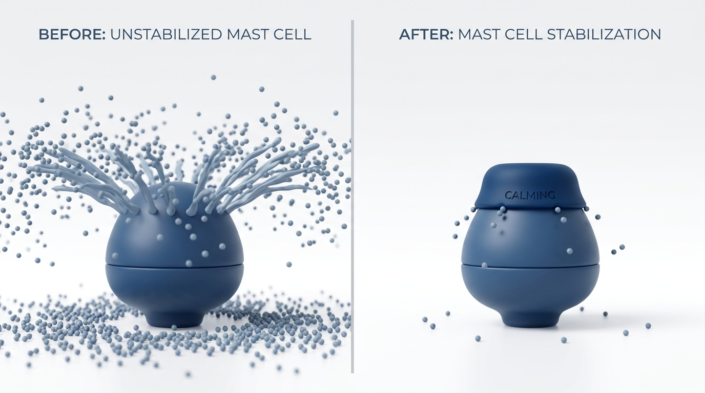Mast cell stabilization sprinkler analogy before vs after