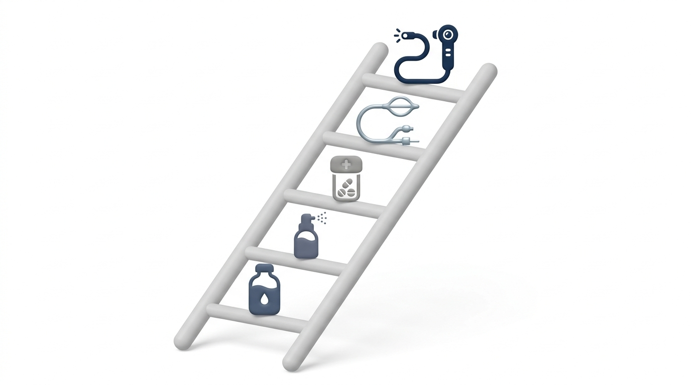 Treatment ladder from foundations up through procedures