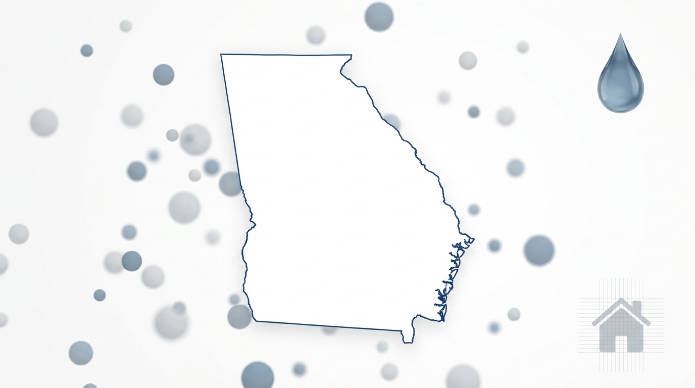 Georgia map with pollen and humidity cues indicating regional triggers