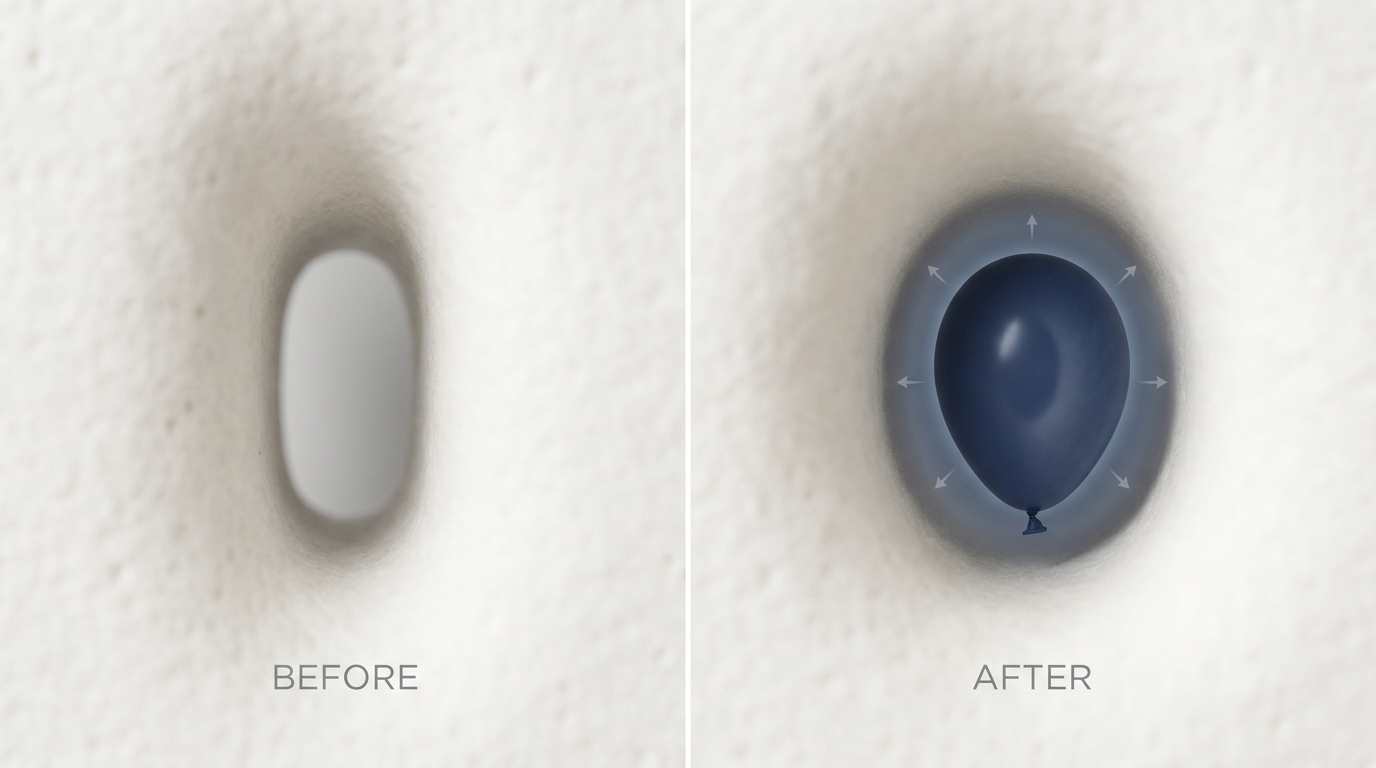 Balloon sinuplasty before-and-after widening of a sinus opening
