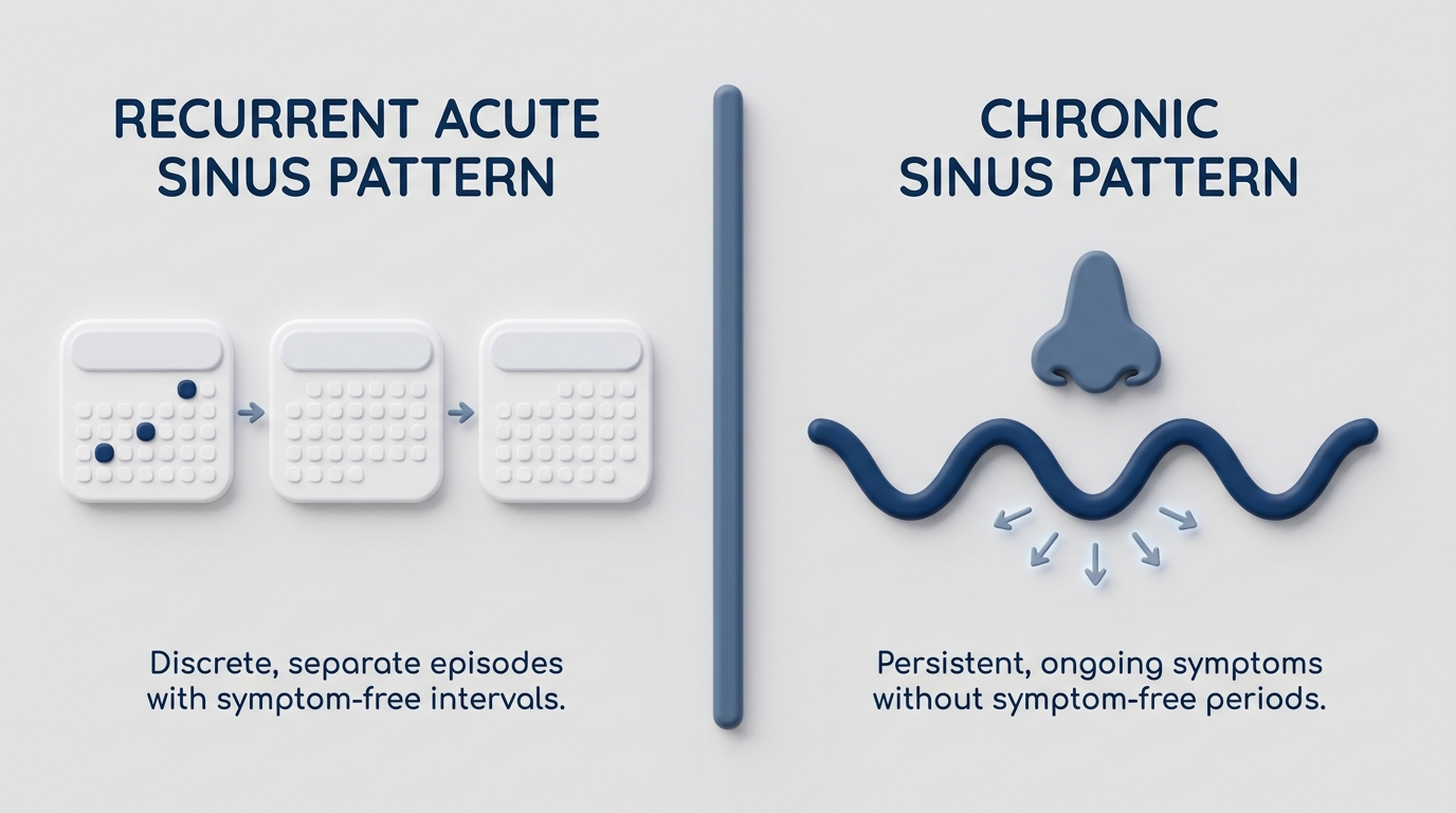Visual comparison of recurrent acute vs chronic sinus patterns
