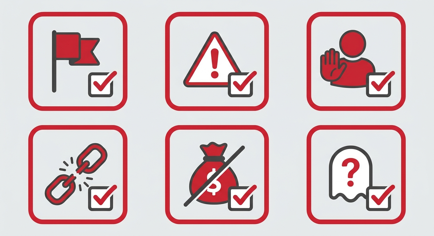 Red flag checklist icons for urgent symptoms
