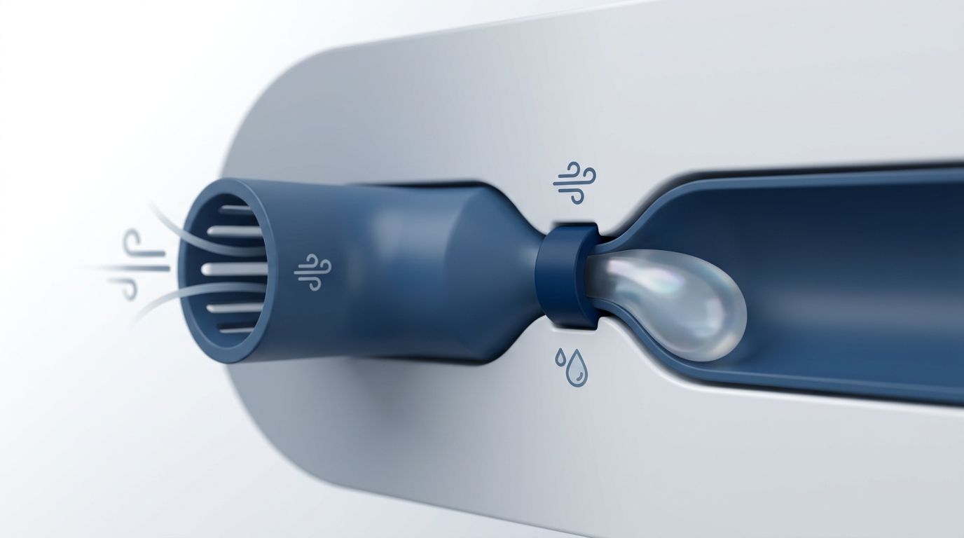 Simplified sinus drain narrowing with mucus accumulation