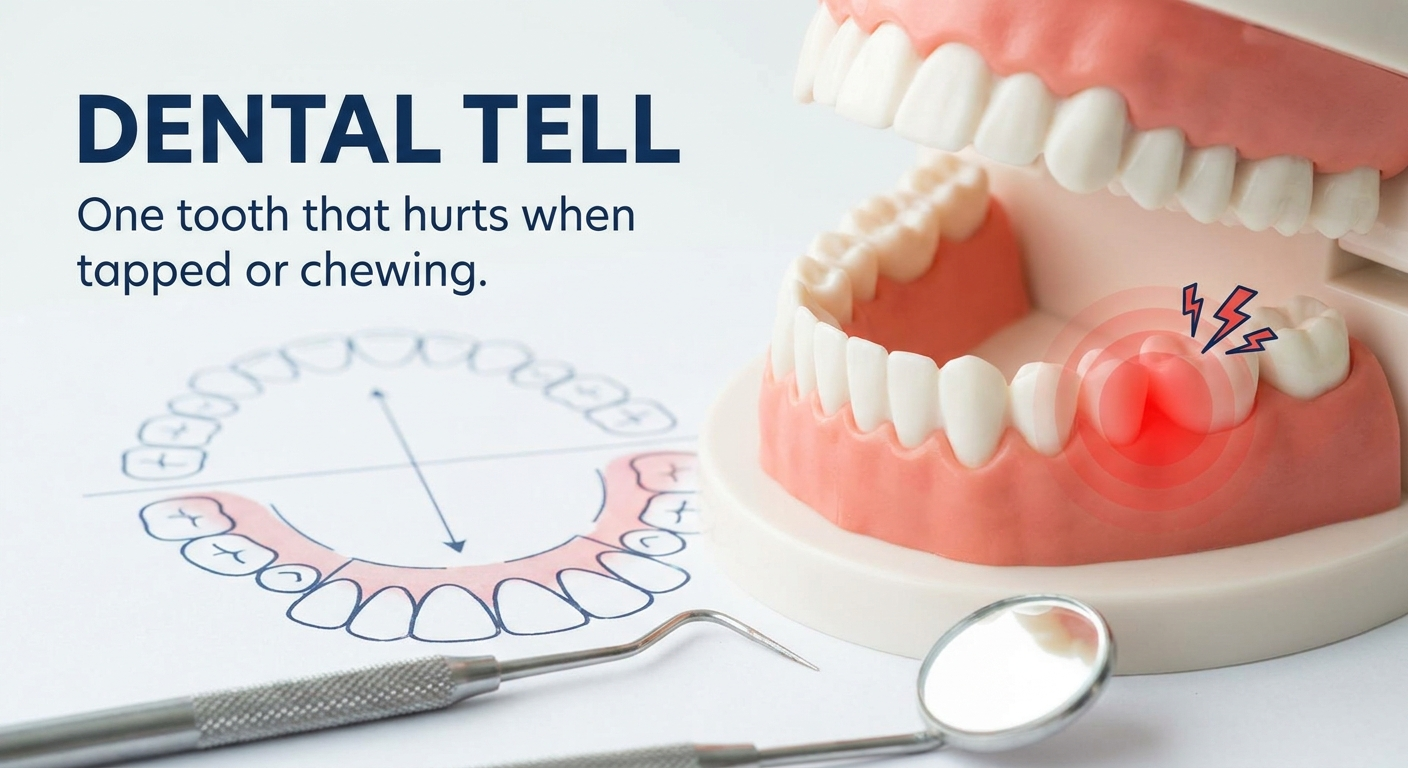Dental tell: one tooth hurts when tapped or chewing