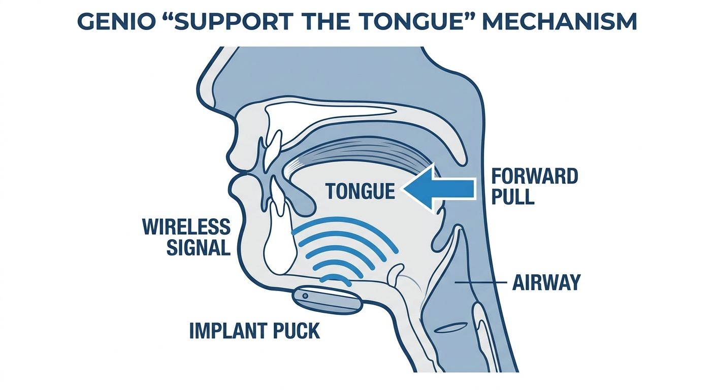 Genio support the tongue mechanism