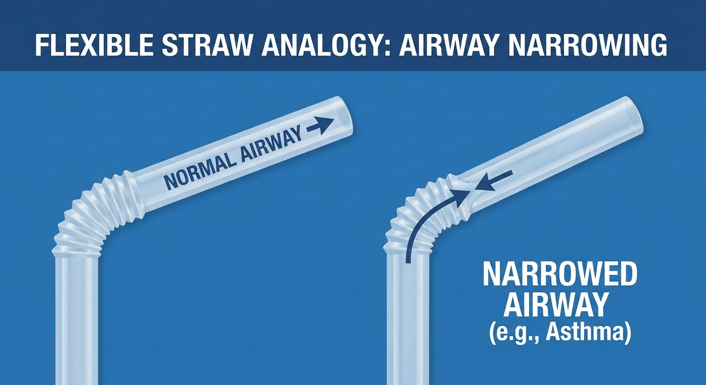 Flexible straw analogy for airway narrowing