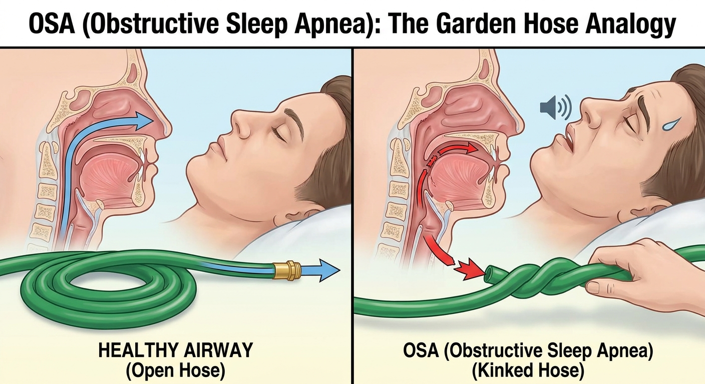 What OSA is: soft garden hose airway analogy