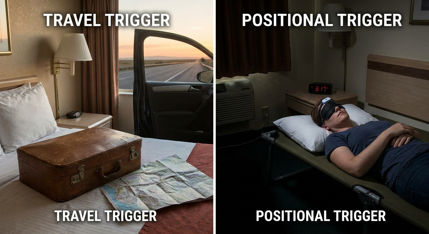 Back-sleeping and travel triggers for OSA