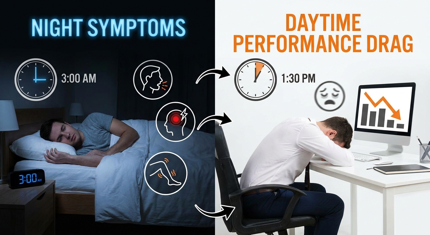 Night symptoms and daytime performance drag