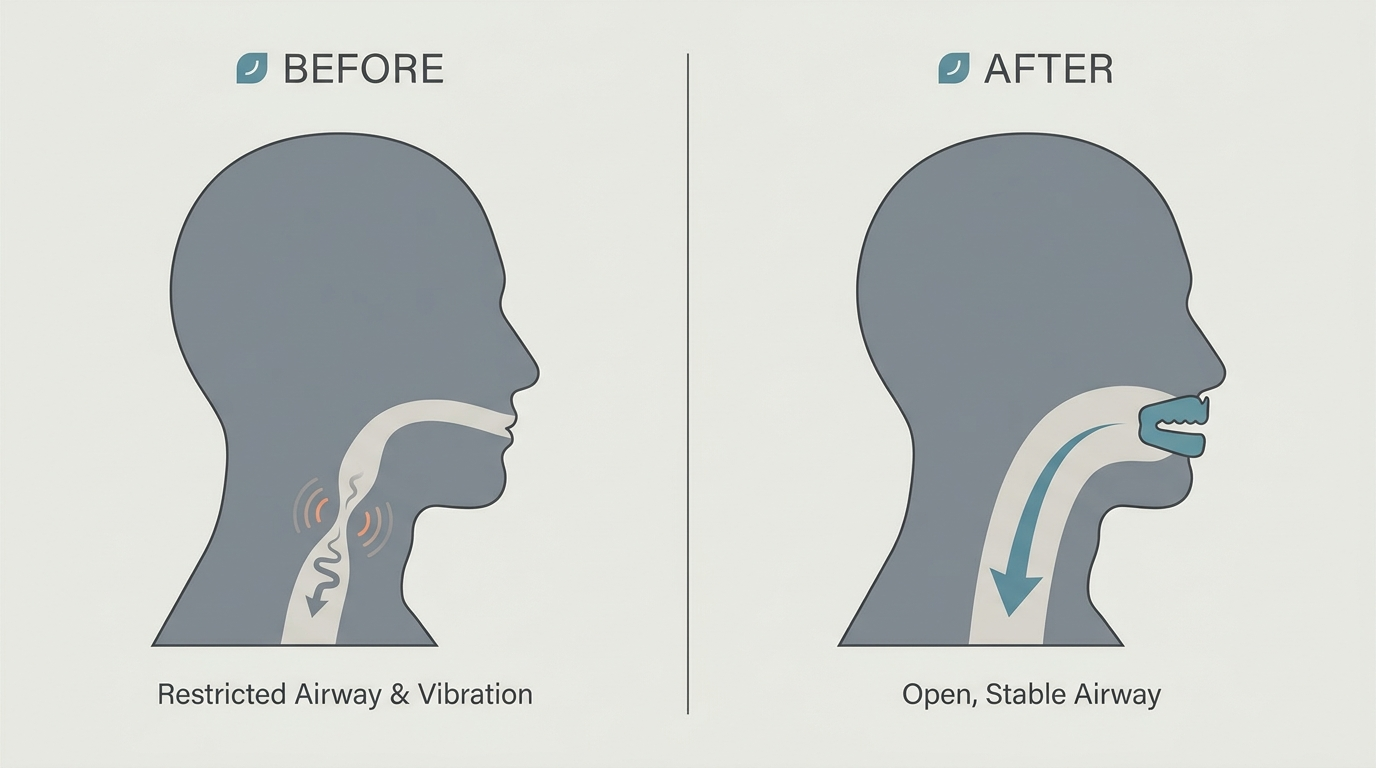 Before vs after airway visualization for oral appliance effect