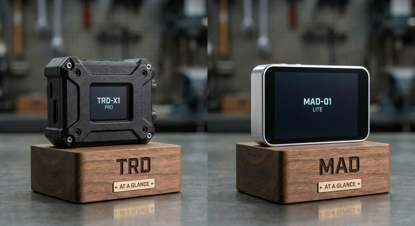 TRD vs MAD at a glance: two devices on pedestals