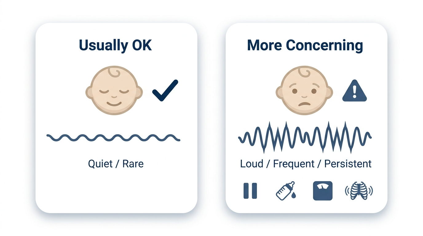 Usually OK vs. More Concerning checklist for baby snoring