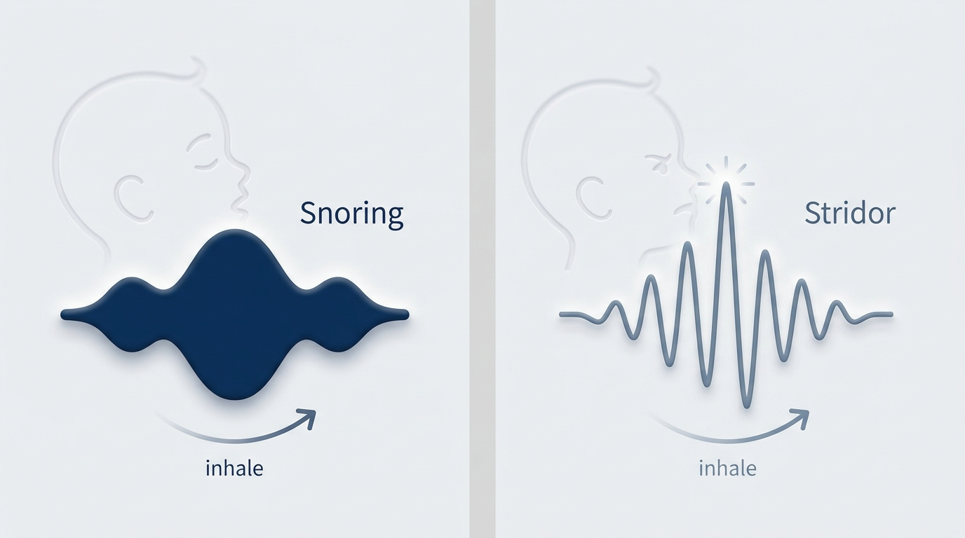 Comparison of snoring low rumble vs. stridor high-pitched whistle