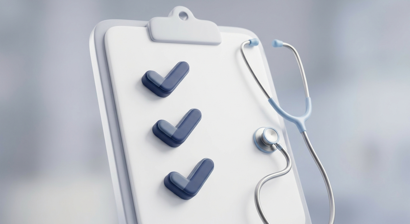 Reassuring checklist on a clipboard with stethoscope for when to call the doctor