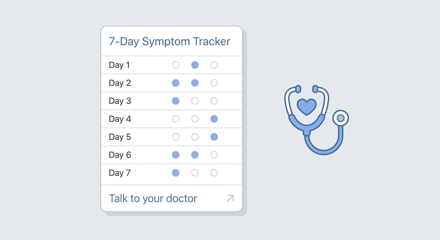 Simple 7-day symptom tracker and talk-to-your-doctor cue