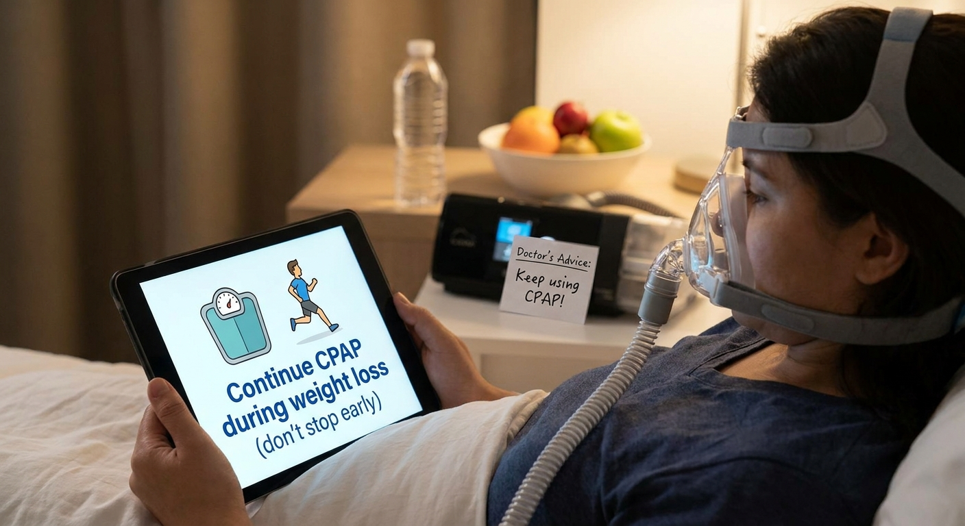 Continue CPAP during weight loss