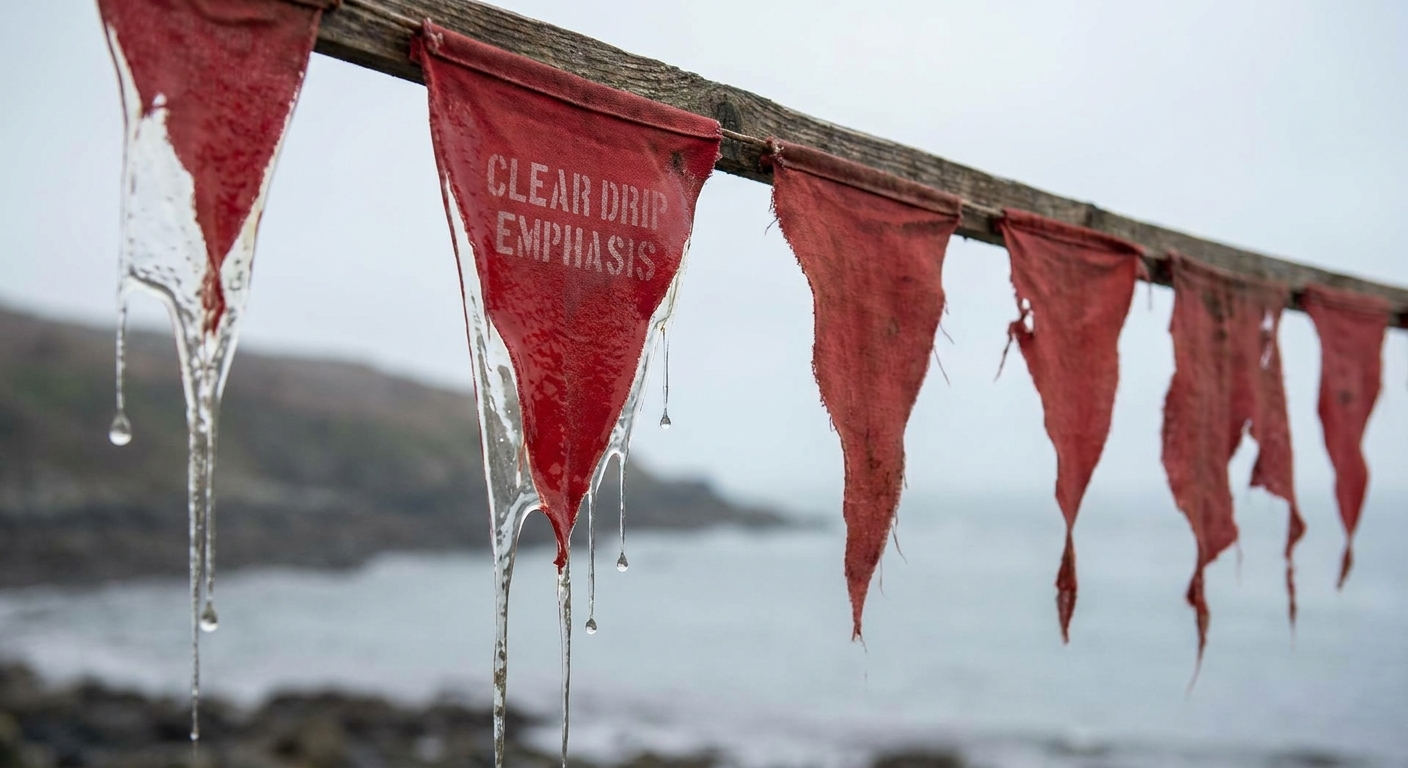 Red flags—one-sided clear drip emphasis