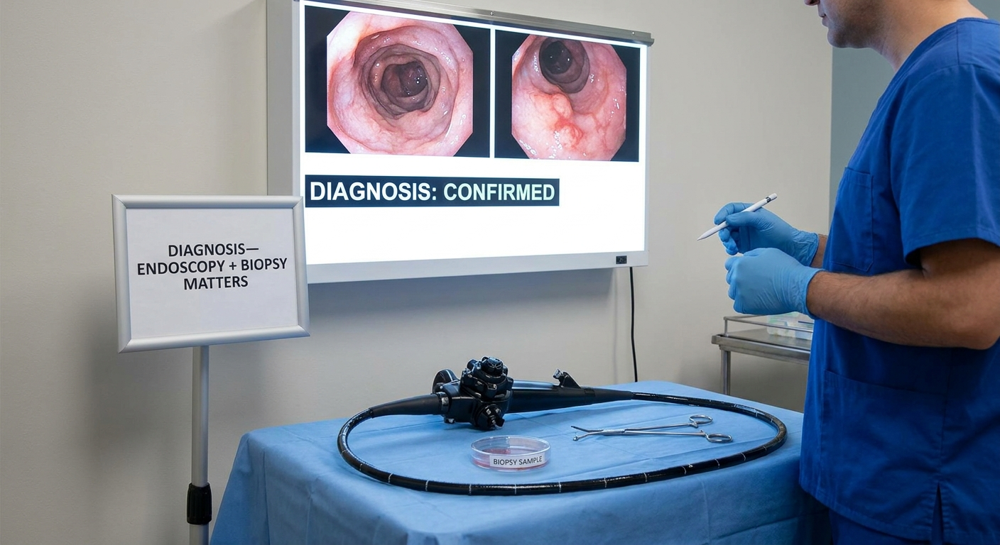Diagnosis—endoscopy and biopsy matters