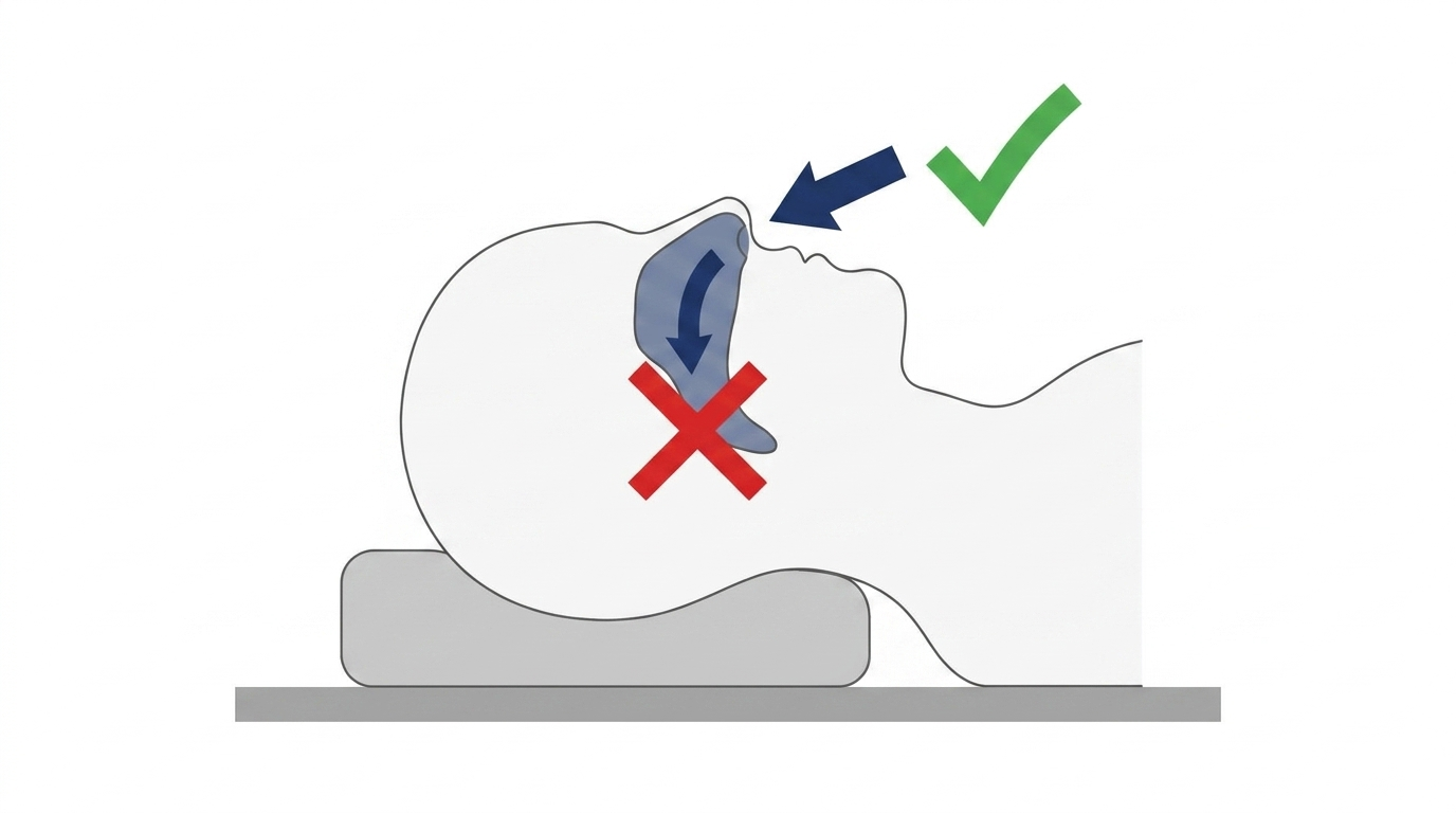 Dependent nostril effect: down nostril congested, up nostril airflow clearer