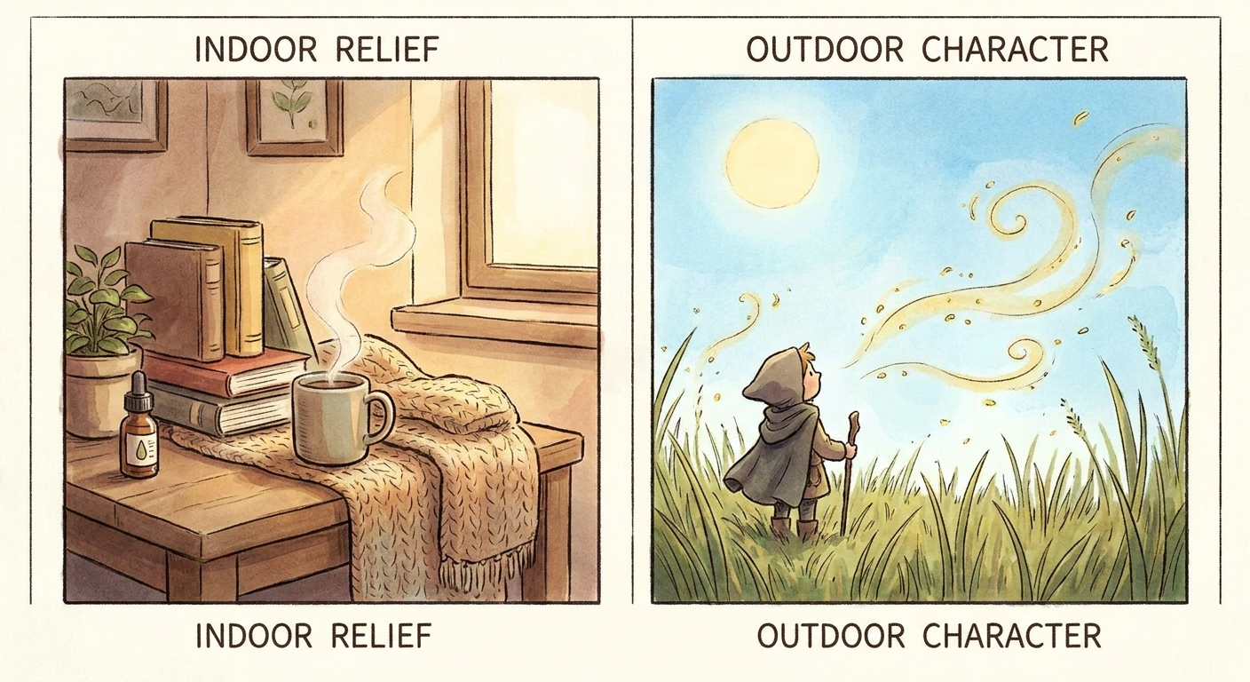 Indoor relief vs outdoor pollen exposure