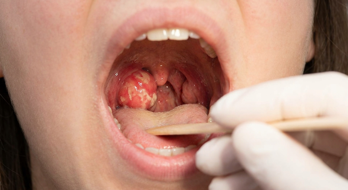 Asymmetric tonsillitis or localized throat infection
