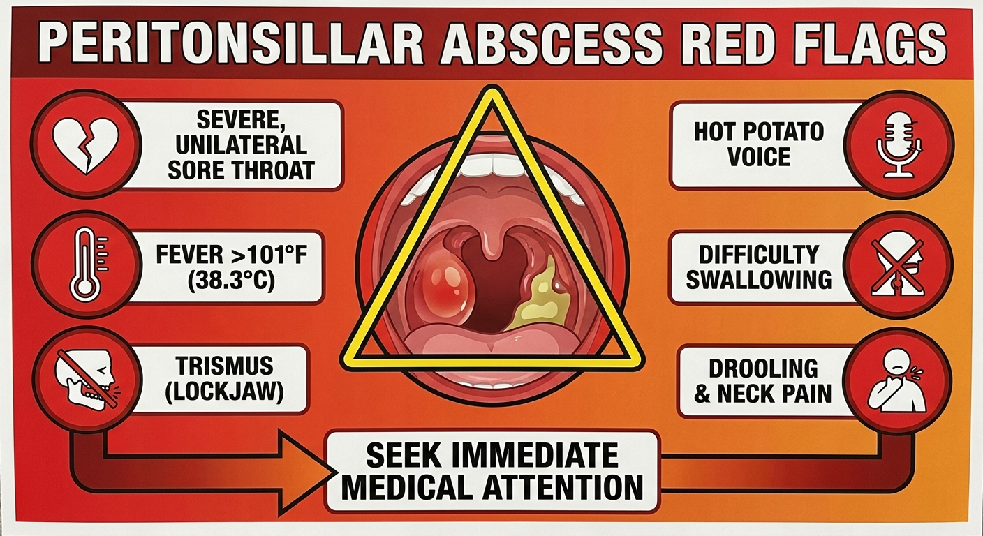 Peritonsillar abscess red flags