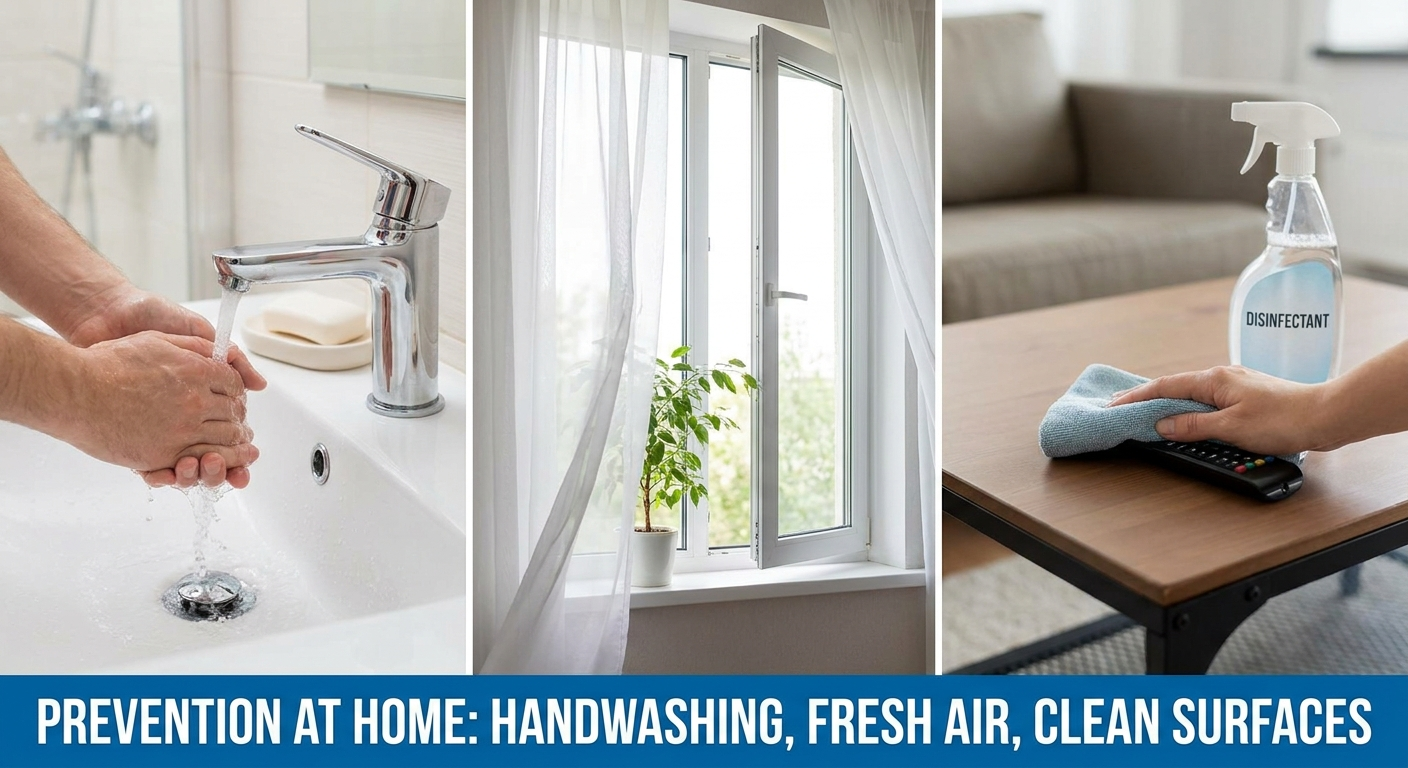 Prevention at home: handwashing, ventilation, and cleaning high-touch surfaces