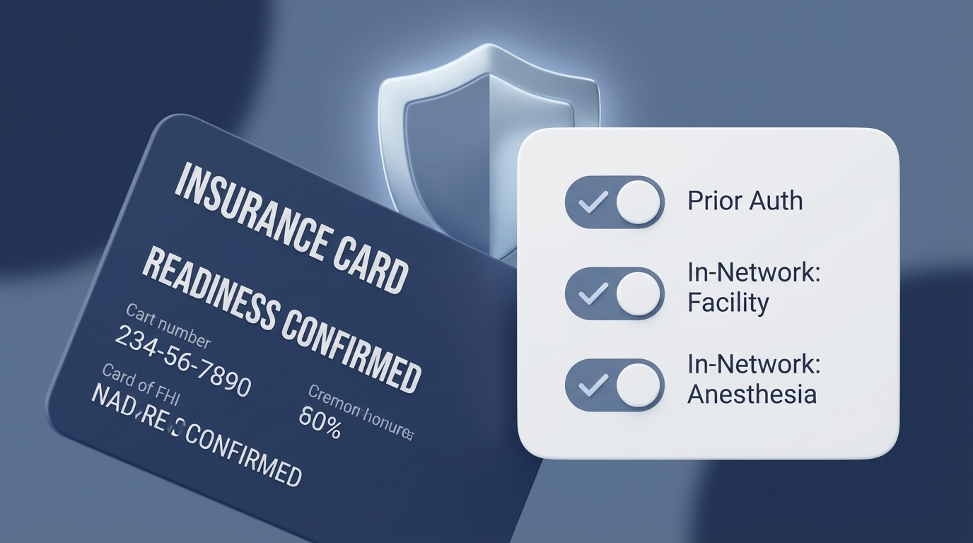 Insurance card with checklist for Prior Auth and In-Network providers