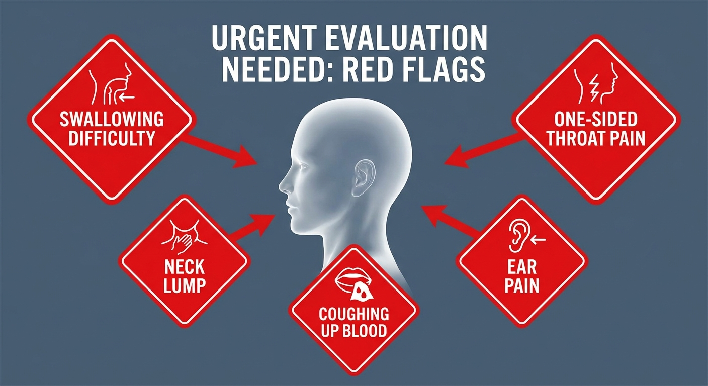 Red flag symptoms needing urgent evaluation