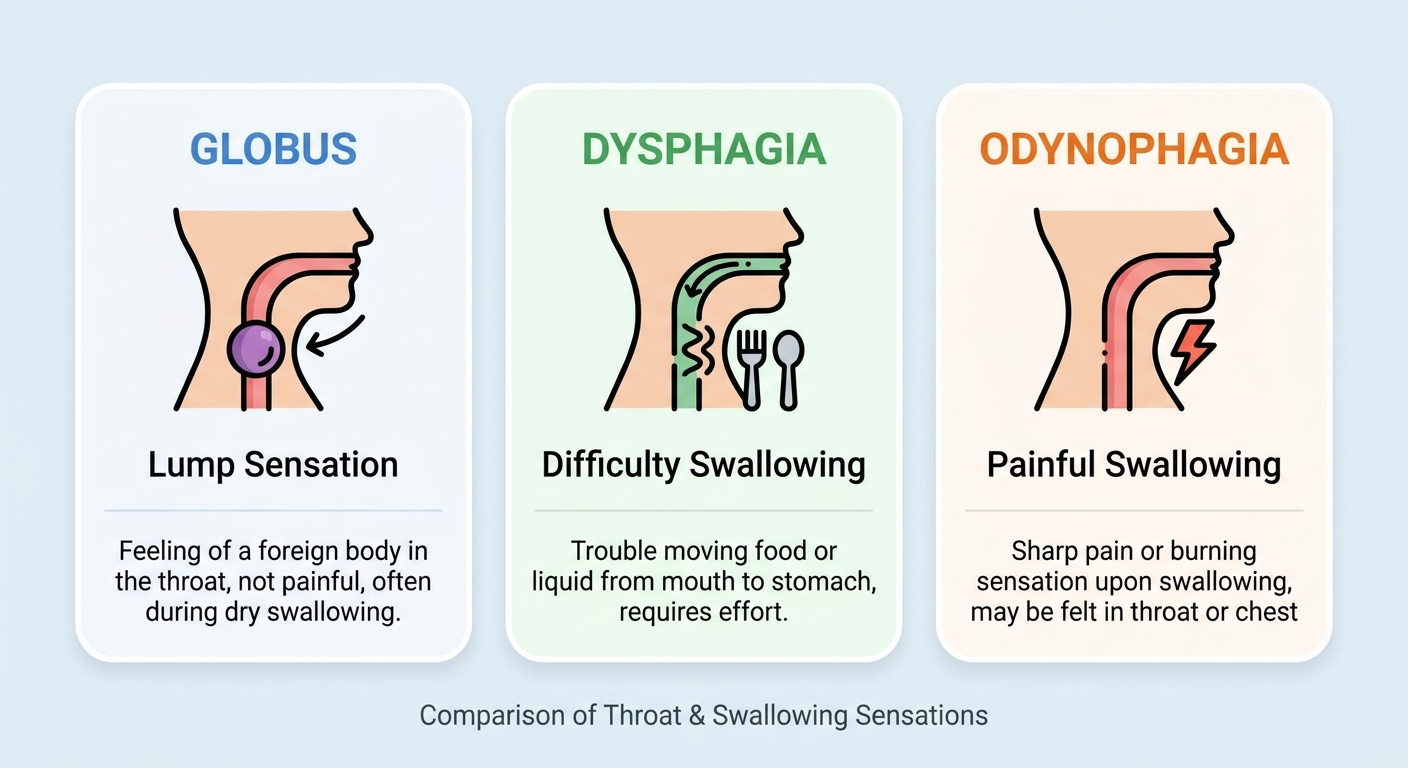 Comparison of globus, dysphagia, and odynophagia using icon tiles