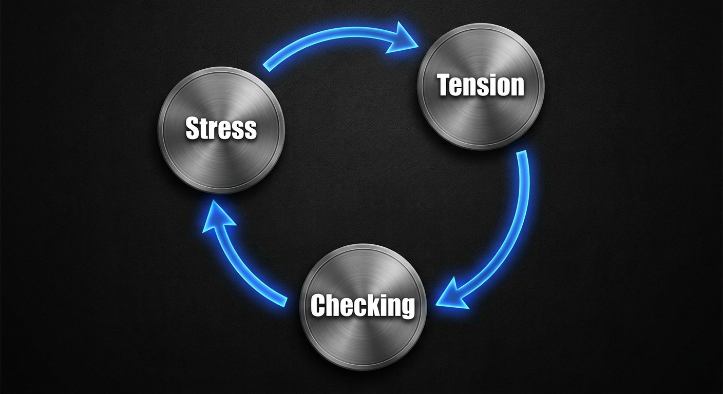 Stress–tension–checking loop connected by arrows