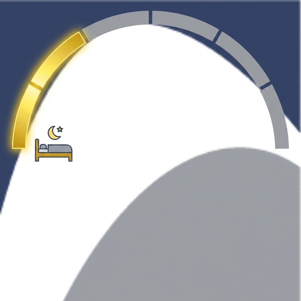 Timing: first third of the night highlighted on a clock arc