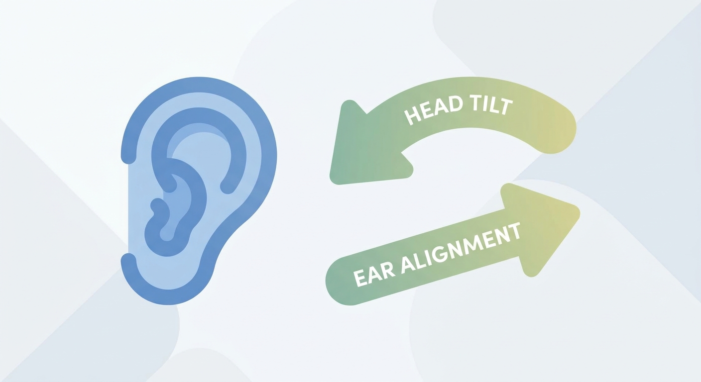 Gravity and positioning illustration with ear and arrows