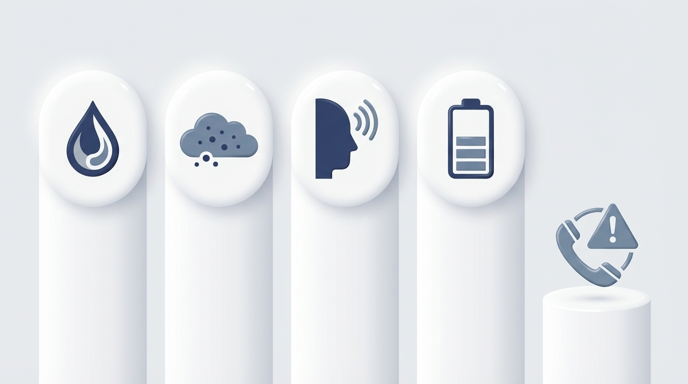 Icons for normal early symptoms and caution to call if concerned