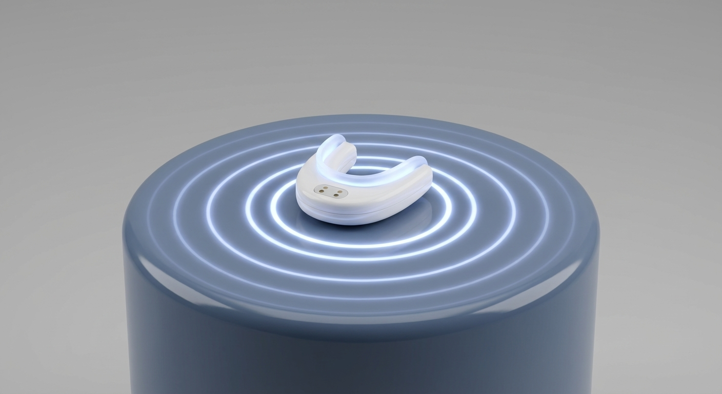 Daytime tongue stimulation U-shaped device with subtle pulse rings
