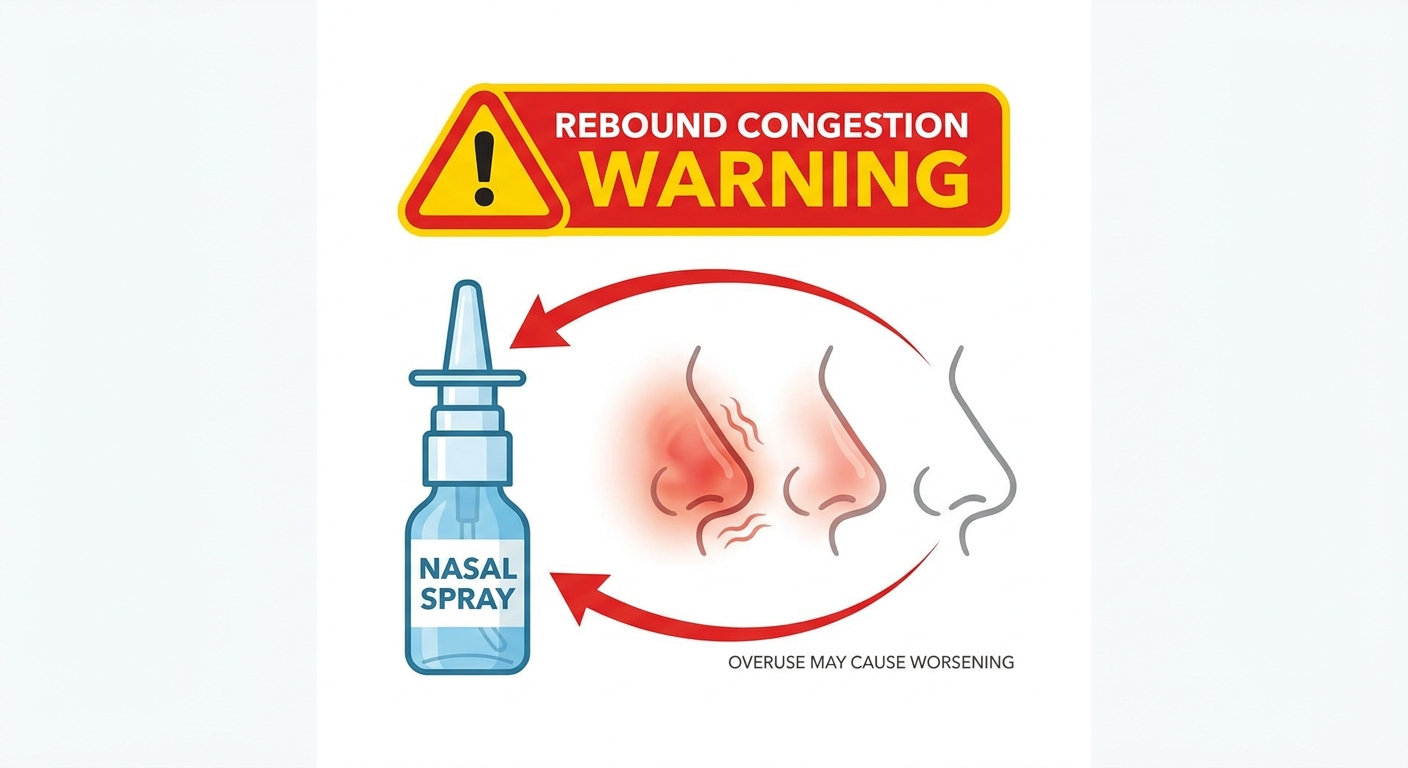 Rebound congestion warning with nasal spray icon