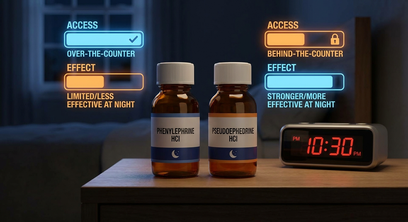 Phenylephrine vs pseudoephedrine comparison at night