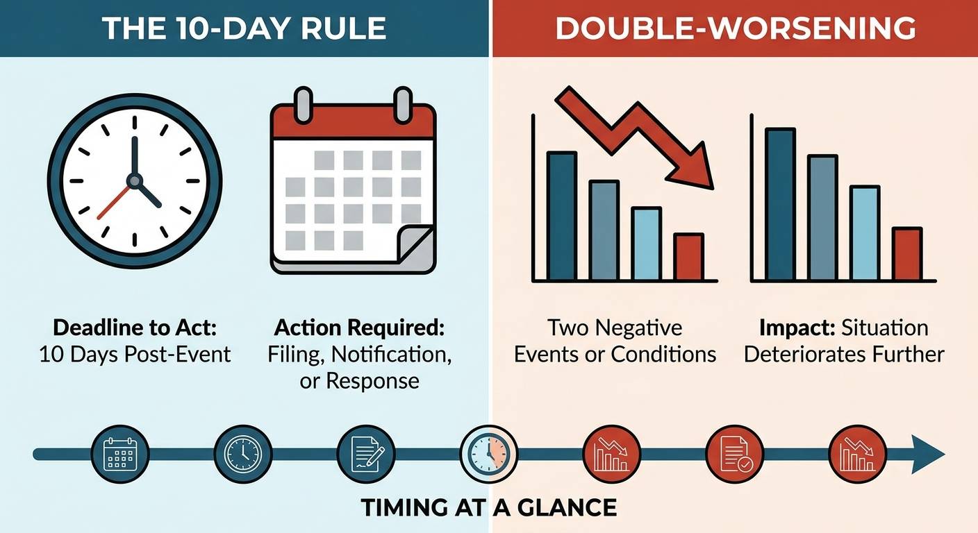 Timing at a glance: the 10-day rule and double-worsening