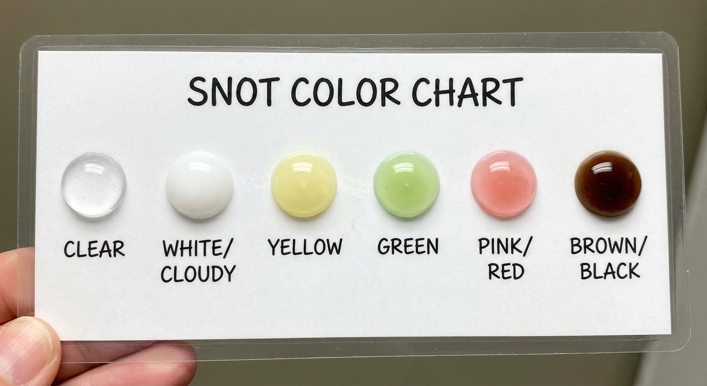 Snot color chart with six droplet colors