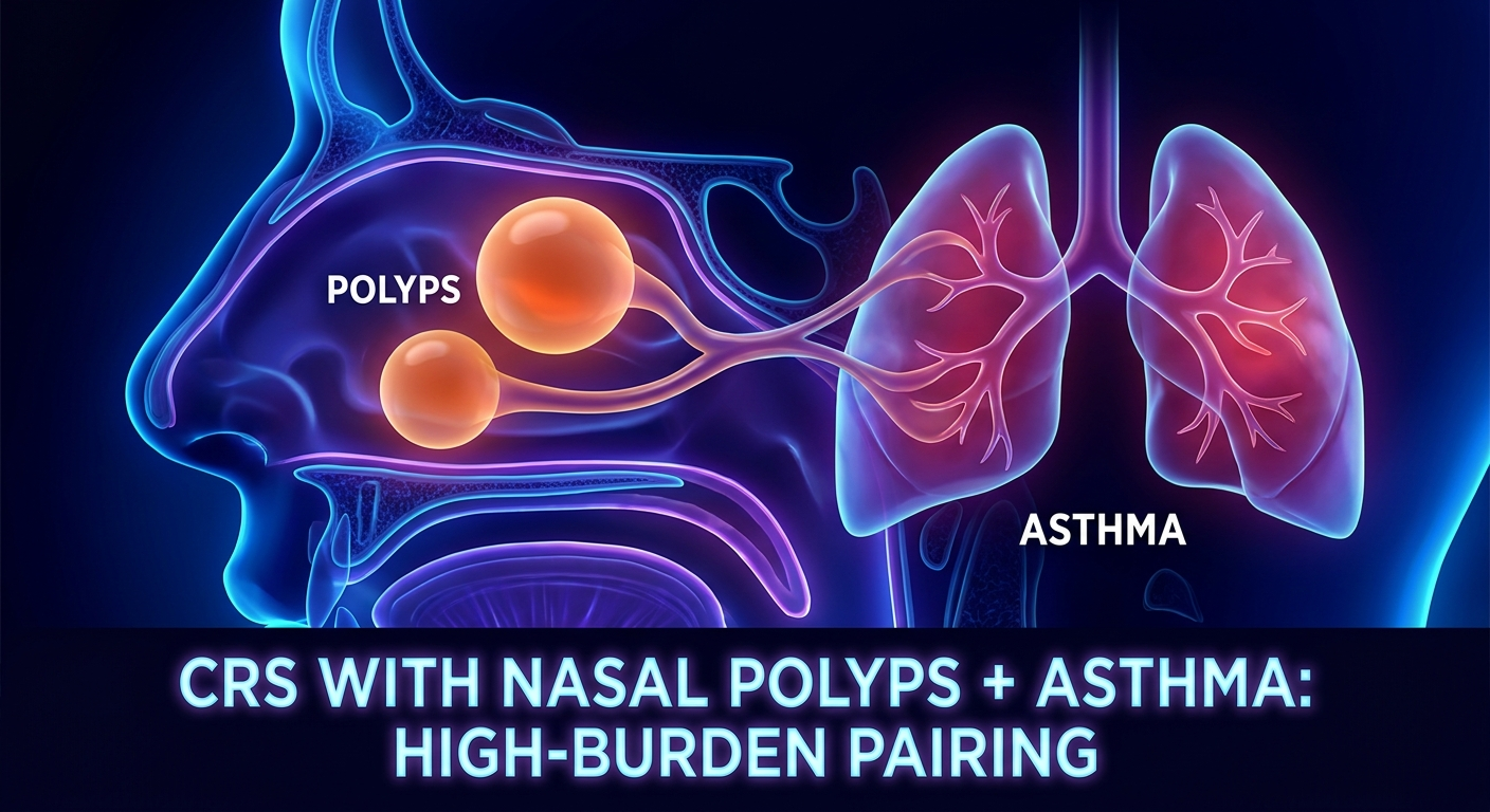 CRS with nasal polyps connected to lungs indicating high-burden overlap