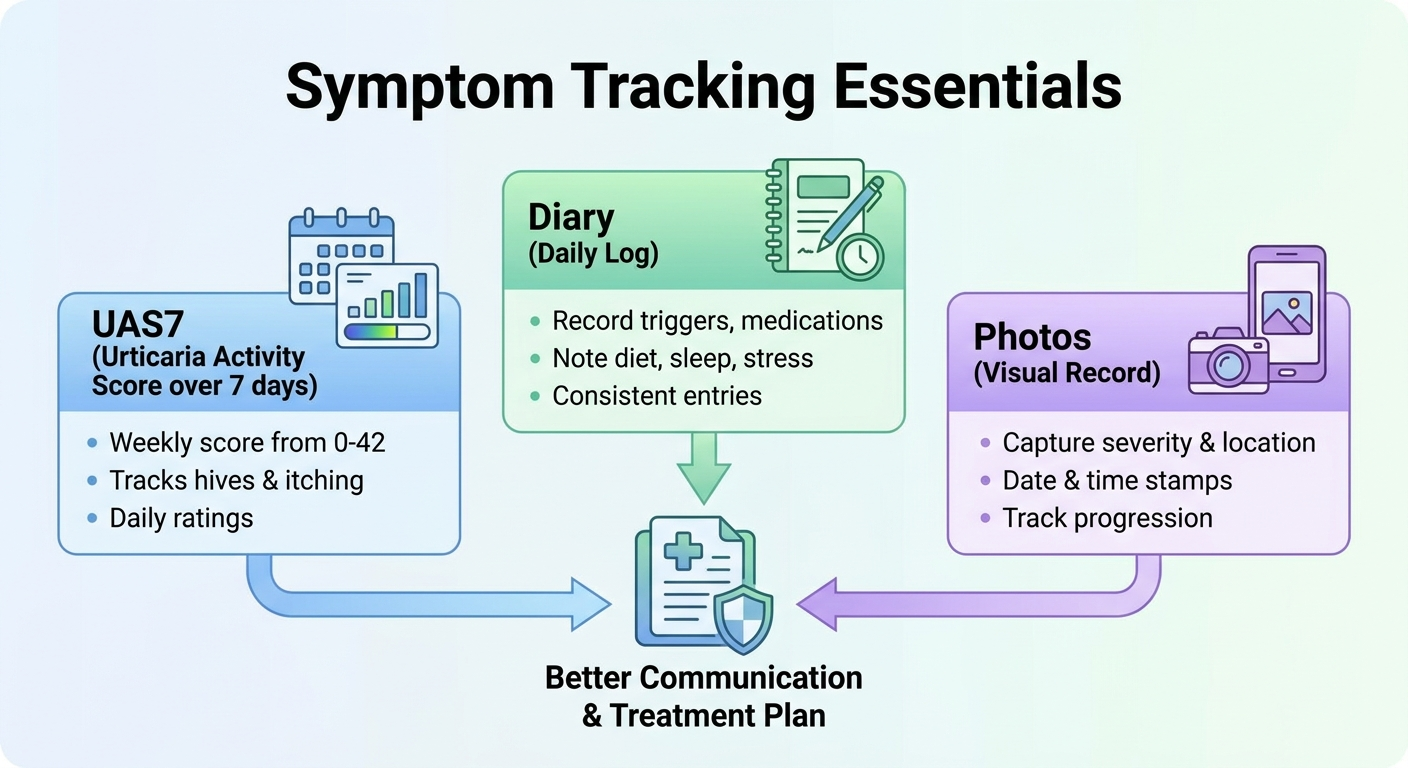Symptom tracking essentials: UAS7, diary, photos