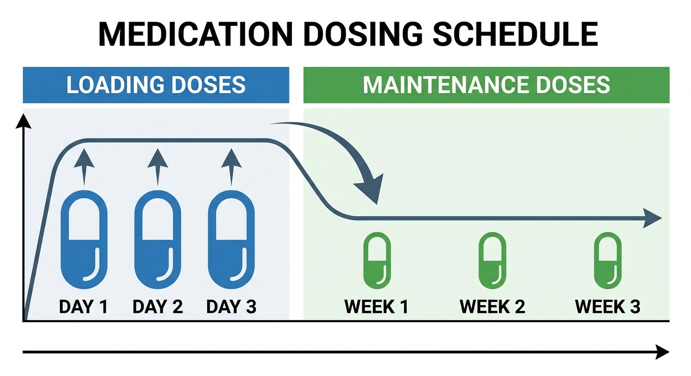Loading doses then maintenance—spacing out over time